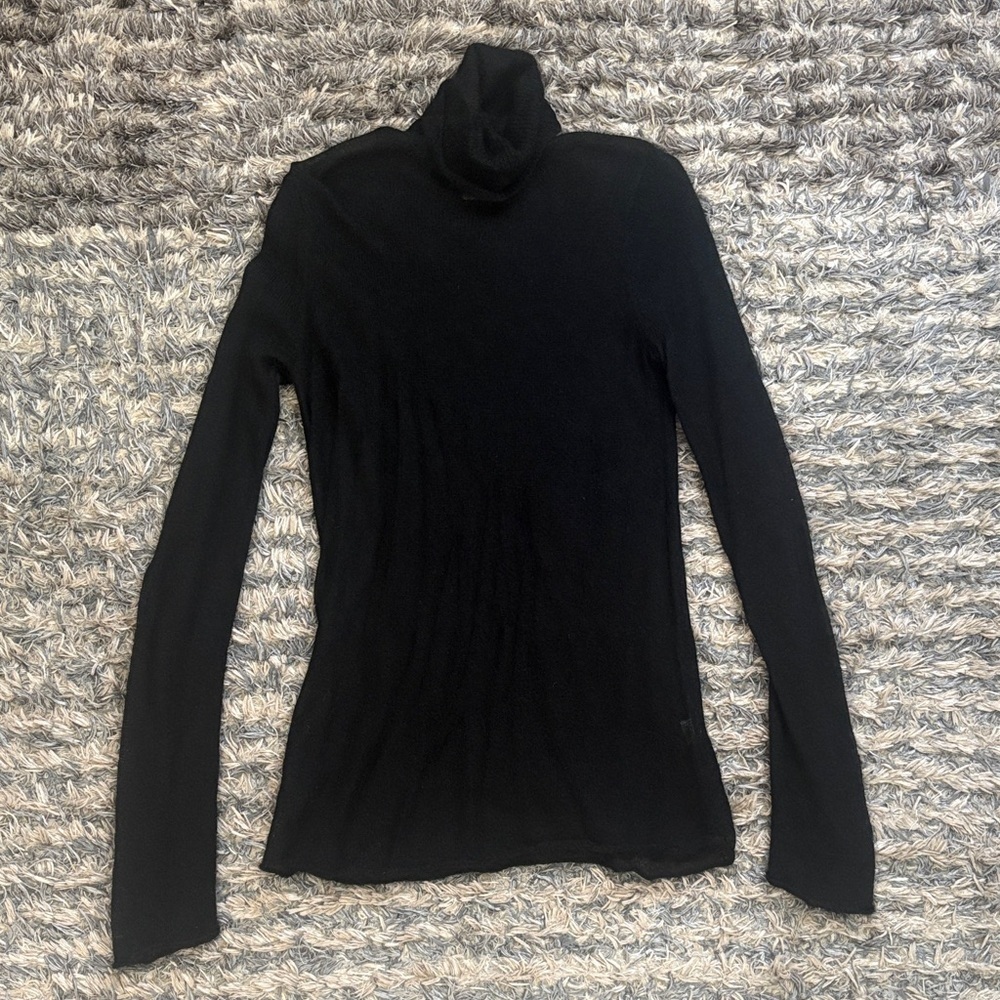 NWOT ! Helmut Lang Black Turtleneck Sweater, Mohair (Diamond Fiber) Silk, Size L